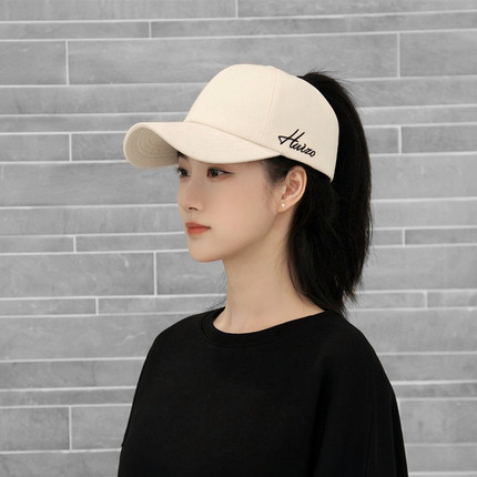 扎马尾空顶棒球帽女加大宽檐加深鸭舌帽大头围显脸小2025新款秋冬