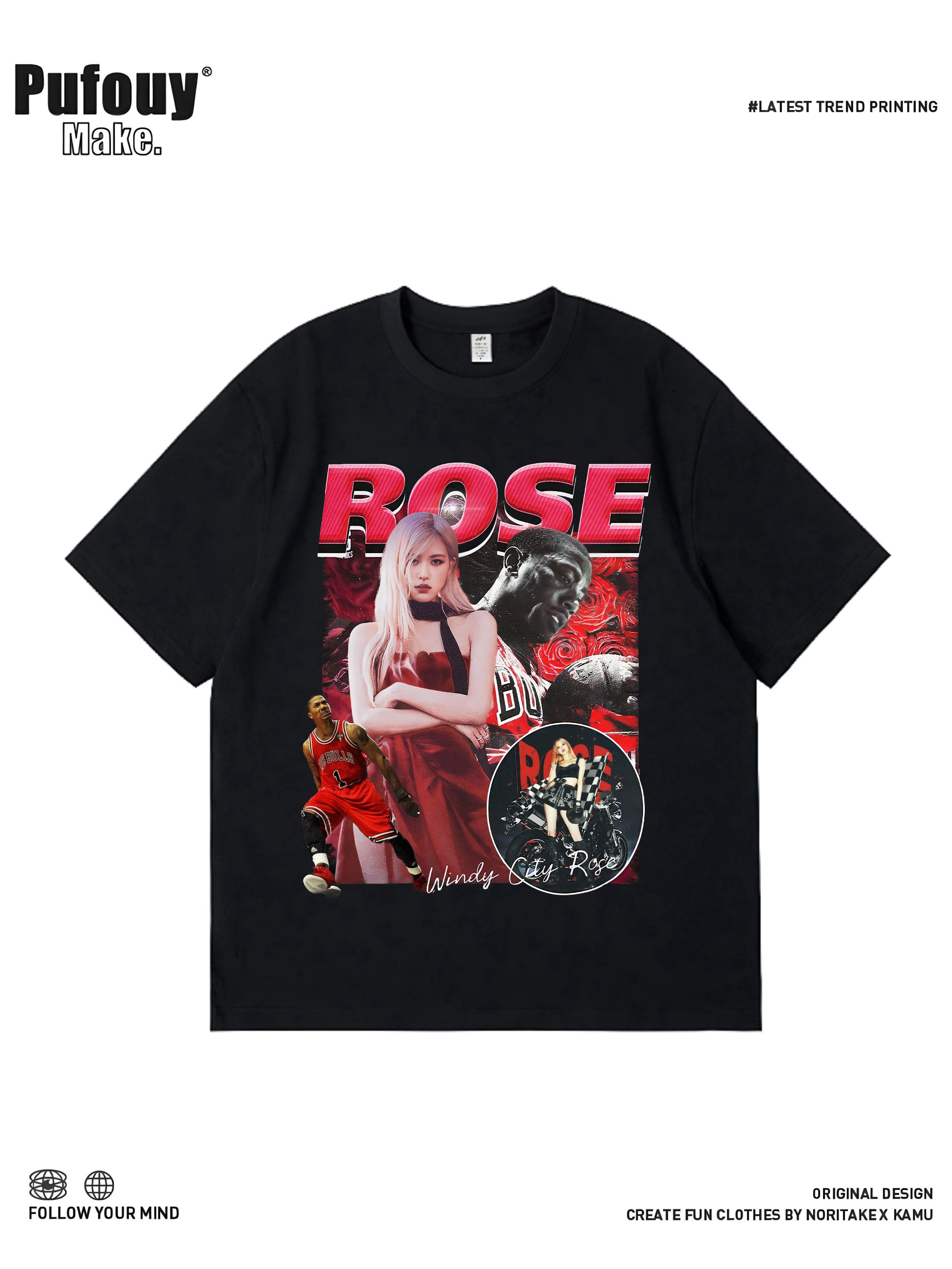 罗斯朴彩英Rose周边美式印花纯棉短袖T恤男女街头嘻哈vintage上衣