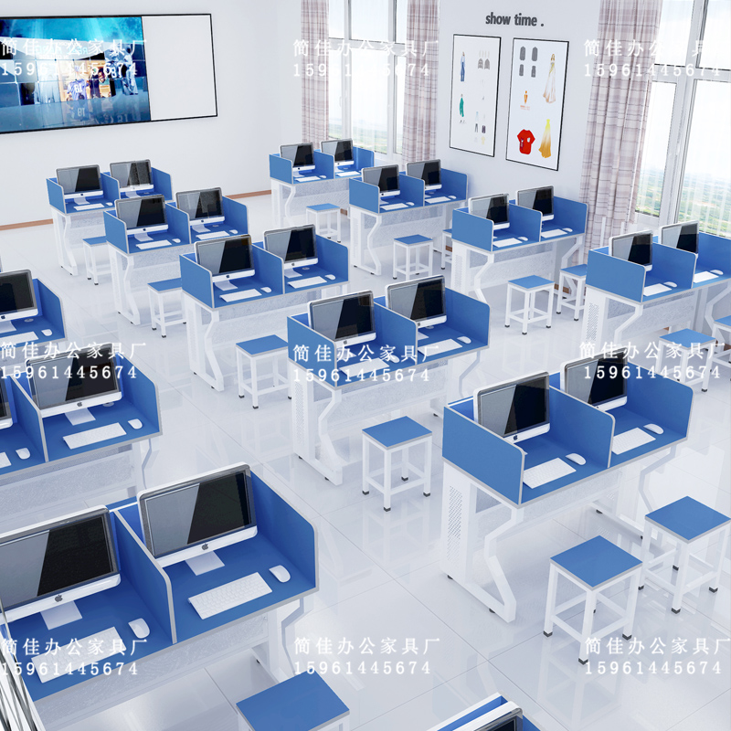 简佳学校机房微机室电脑桌教室培训班室教师办公桌双人办公定制