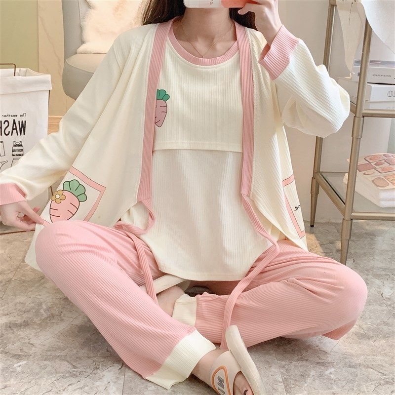 孕妇春夏三件套萝卜睡衣r女薄款产后大码月子服哺乳喂奶衣家居服,孕妇装/孕产妇用品/营养,家居服套装,淘宝优惠券,粉丝福利购,淘宝优惠卷