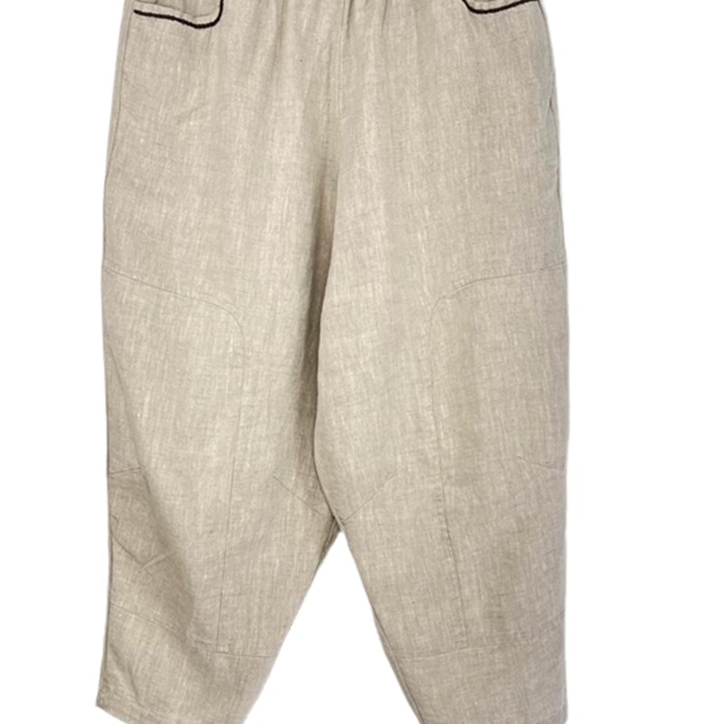 重磅亚麻八分裤女夏大码宽松棉麻女装薄款休闲收腿简约女款麻裤子
