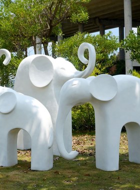 户外公园林别墅抽象大象装饰大z型庭院商场售楼动物玻璃钢雕塑摆