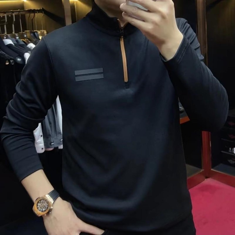 【现货】2110春季新款男半拉链立领长袖T恤修身百搭简约卫衣
