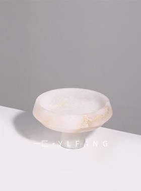 一匚现代轻奢云石花器果盘摆件y售楼处样板间茶具餐厅桌面放置饰