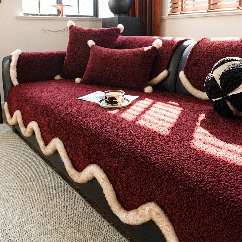 羊羔绒沙发垫冬加厚仿羊绒坐垫毛绒固定防滑坐垫一片式靠背盖布巾,居家布艺,美臀垫/保健坐垫,淘宝优惠券,粉丝福利购,淘宝优惠卷