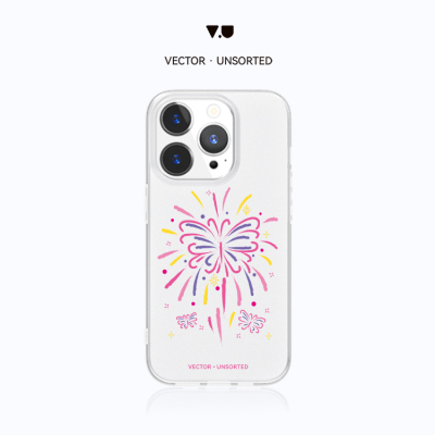 VECTOR UNSORTED蝴蝶烟花iPhone12/13/ 14/15/16/Pro/Max原创磨砂透明防摔磁吸手机壳