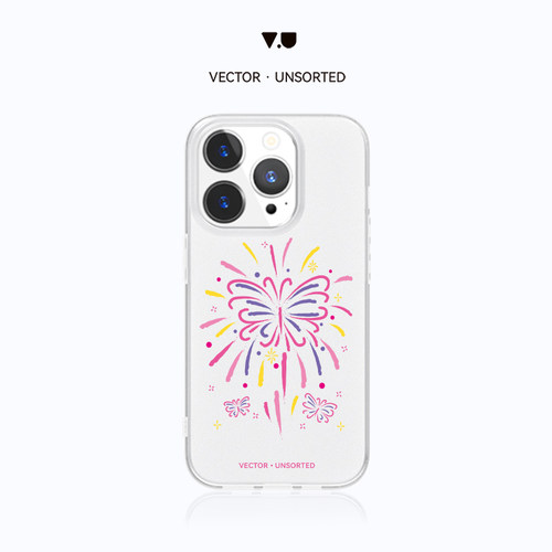 VECTOR UNSORTED蝴蝶烟花iPhone12/13/ 14/15/16/Pro/Max原创磨砂透明防摔磁吸手机壳