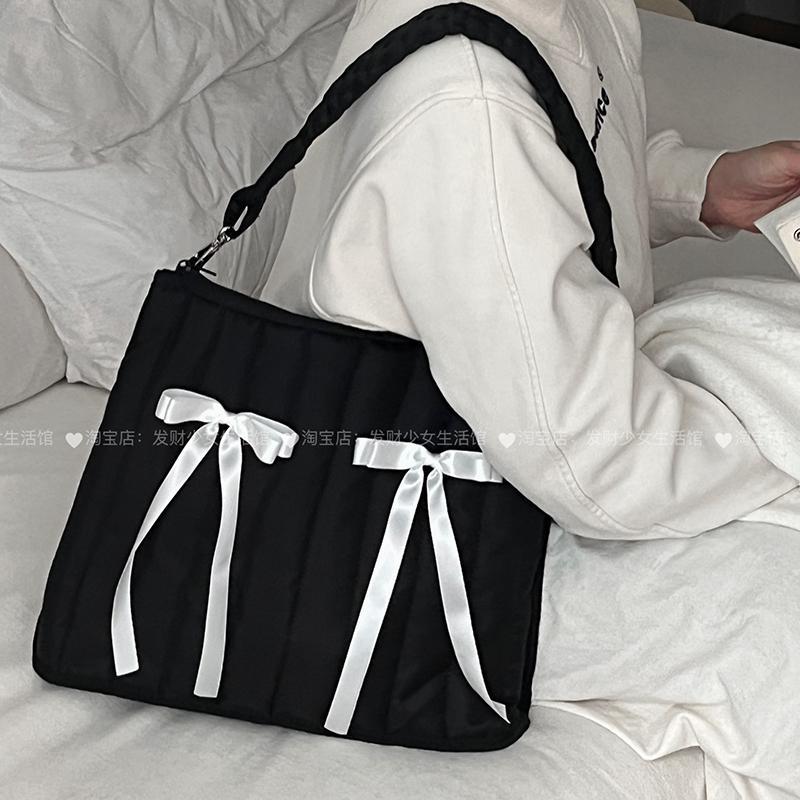 电脑包14寸可挂行李箱可爱蝴蝶结收纳包通勤百搭笔记本内胆单肩包