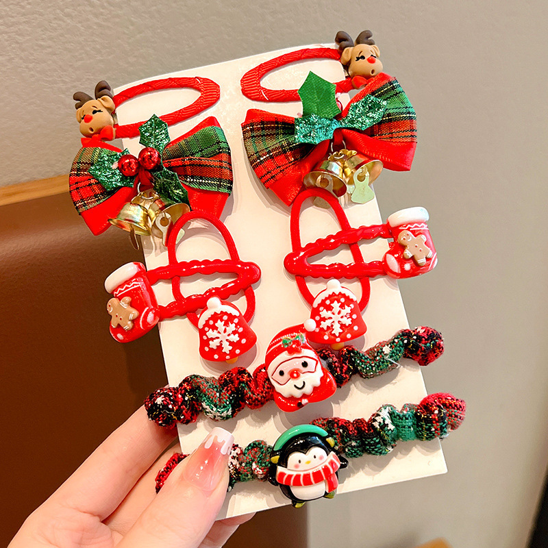 儿童圣诞节头饰女童甜美节日装饰表演发夹套装鹿角发卡夹子