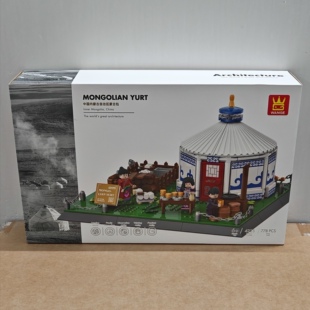 万格建筑4225内蒙古自治区蒙古包小颗粒兼容778pcs拼装积木玩具