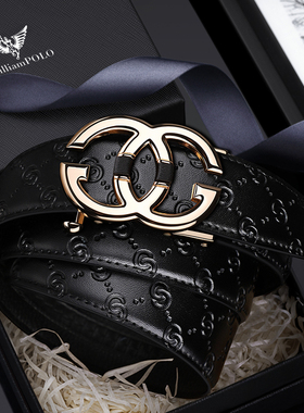 保罗真皮皮带男士自动扣腰带2025新款纯牛皮裤带年轻人韩版个性潮