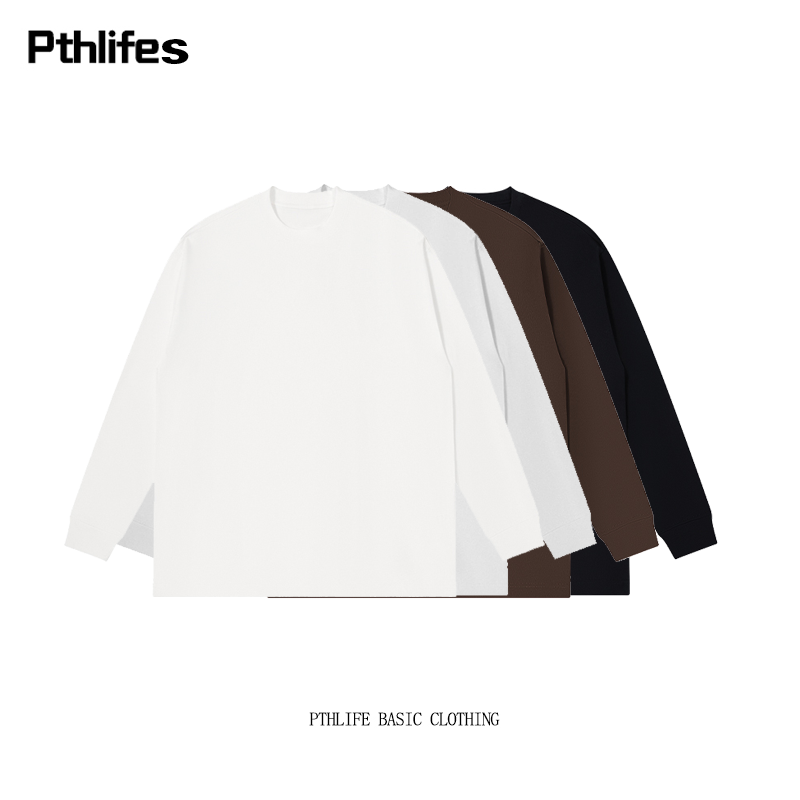 基础款重磅纯棉日系复古长袖T恤