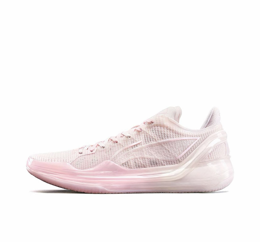 李宁李宁利刃4V2 粉黛聚氨酯大底全掌支撑稳定减震回弹篮球鞋 周