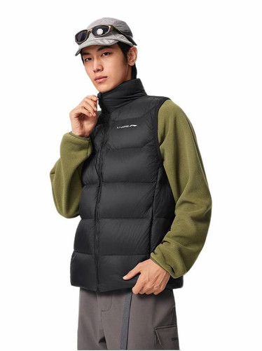 Li Ning/李宁 2025AW 健身系列拉链鸭绒羽绒马甲 AMRV077黑 派