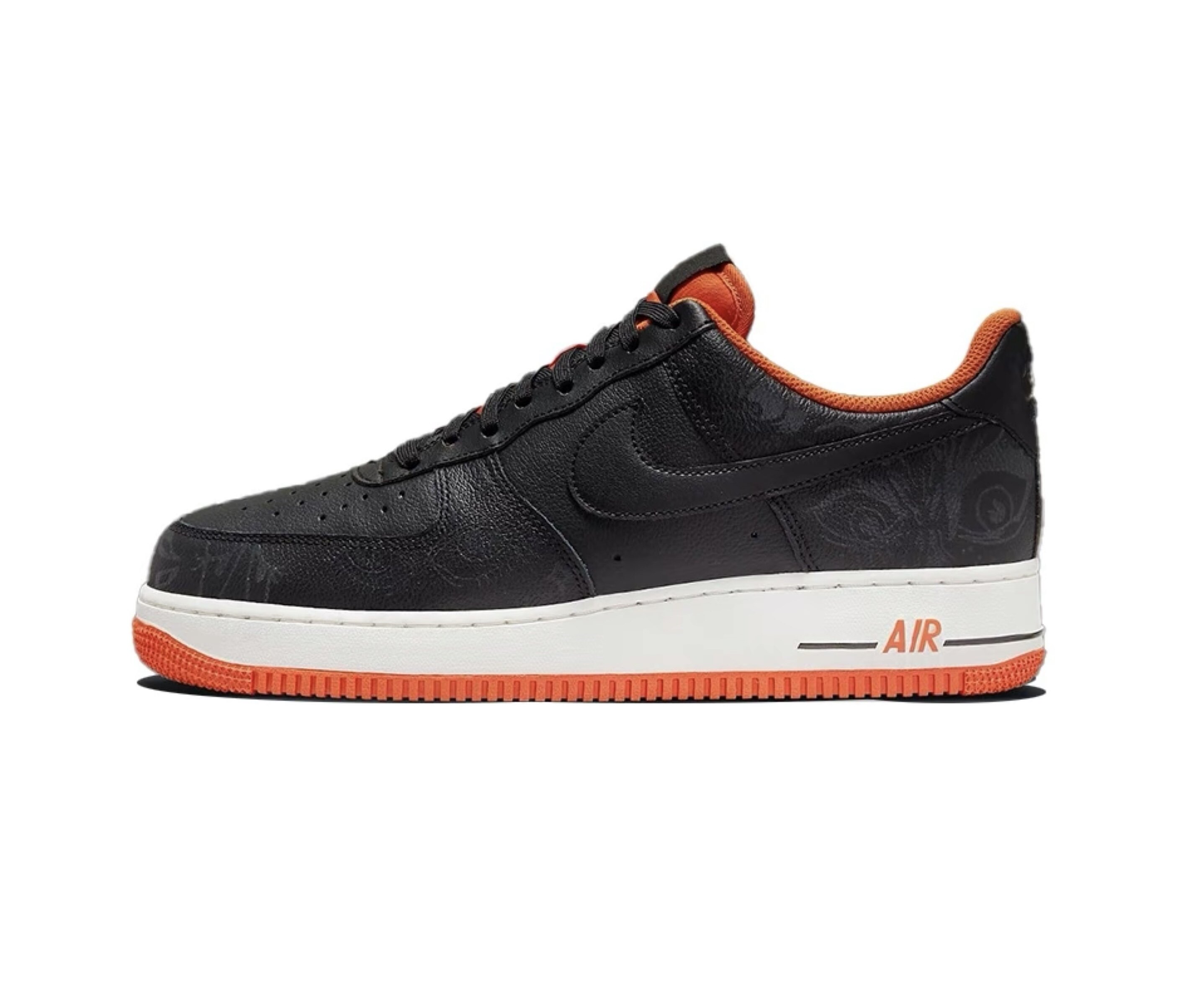 耐克Nike AirForce男子空军一号黑橙夜光休闲板鞋DC8891-001 48仓