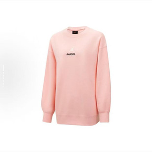 Jordan 纯色圆领休闲长袖卫衣 女款 粉色 BCL仓