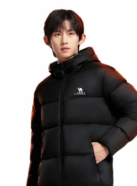 骆驼 鸭绒户外连帽抗面包服保暖羽绒服 男女同款M33cr07131。LL仓