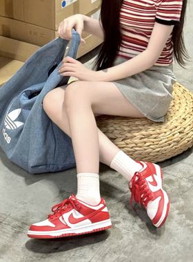 耐克Nike SB Dunk Low大学红白红低帮滑板鞋女款FB9109-119乔治