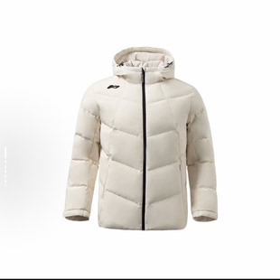 黑龙江63仓 李宁 短款连帽羽绒服 冬季 男款 白色 AYMR017-8