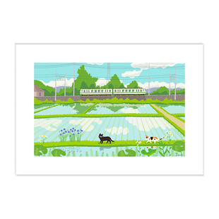 【特惠捡漏】旅行的猫插画师Toshinori Mori复刻艺术版画装饰画芯