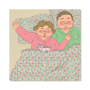 【底价捡漏】温馨可爱老夫老妻艺术插画甜蜜情侣新婚礼物装饰画芯
