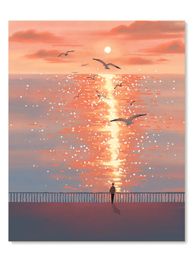 【特惠捡漏】插画师Subin复刻艺术版画清新韩系治愈风景装饰画芯