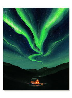 【捡漏合集】插画Yukiko Noritake复刻艺术版画极光星空装饰画芯