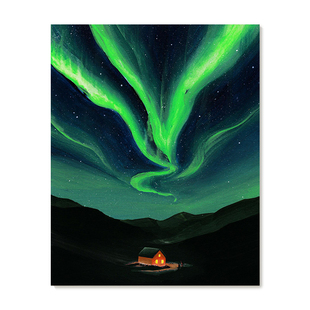 【捡漏合集】插画Yukiko Noritake复刻艺术版画极光星空装饰画芯