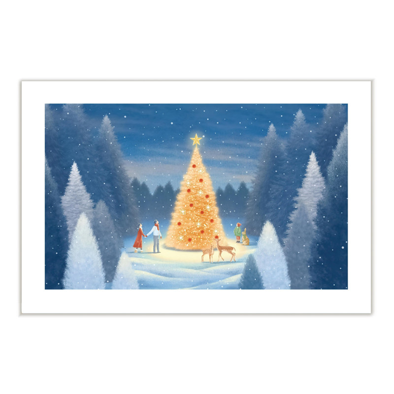 【特惠捡漏】插画师Subin复刻艺术版画治愈系圣诞树亲子装饰画芯