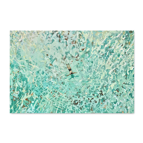 【特惠捡漏】Nina Brooke复刻艺术版画蓝绿色大海滩风景装饰画芯