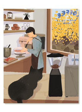 【特惠捡漏】插画师Subin复刻艺术版画清新治愈系咖啡店装饰画芯
