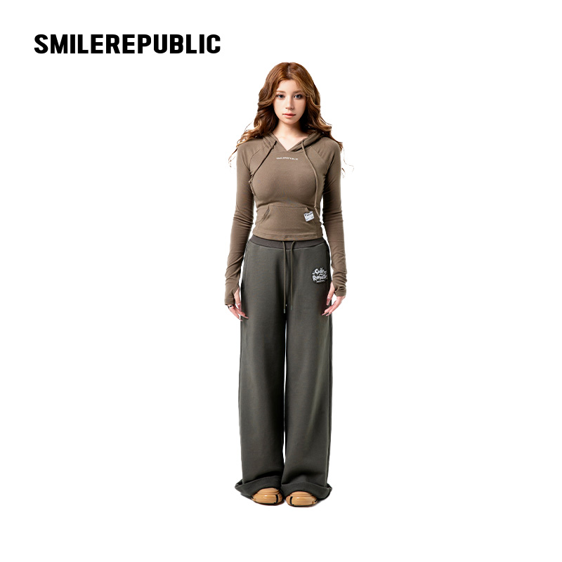 smilerepublicA字形阔腿卫裤阔腿裤休闲百搭男女同款2025新款
