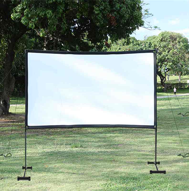 高清投影幕布户外电影幕布100寸幕布120寸投影幕布支架幕布可移动