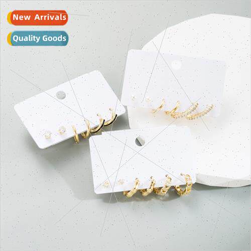 Europe new Korean ins copper plated 18k gold zirconia earrin
