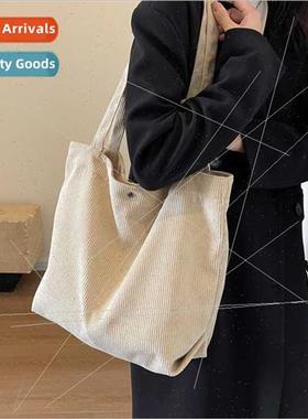 Corduroy shoulder bag female 23 new Korean large capacy comm