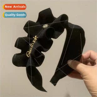 Korean Autumn winter bow hair ornaments ruffled wide edge ha