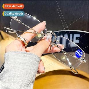 fashion masonry cut Rimless anti glasses edge blu presbyopia