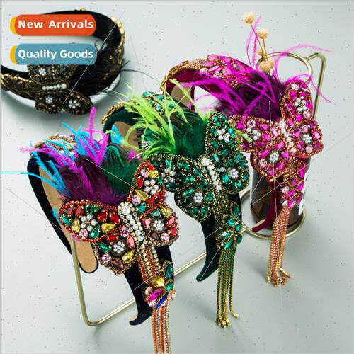Hair bands ins baroque colored diamonds creative butterfly f