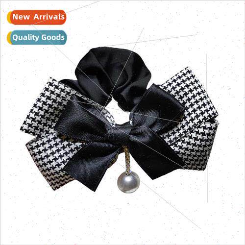 Korean hair accessories black whe bird-eye bow tassel hair c
