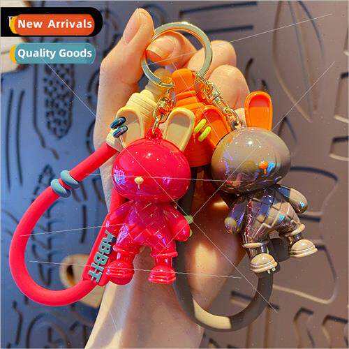 Cartoon cool plating colorful rabbit keychain men and women