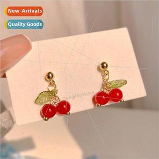 Korea new delicious cherry earrings female ins tide hundreds
