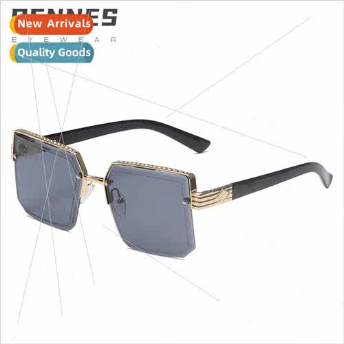 new wide-rimmed half-frame sunglasses Europe ocean piece sun
