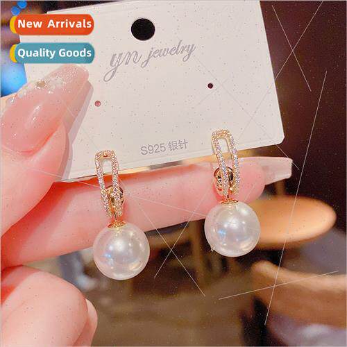s925 silver needle simple pearl earrings new Korea fashion a