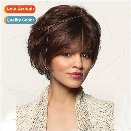 Europe wig head covering female short hair brown chemical fi