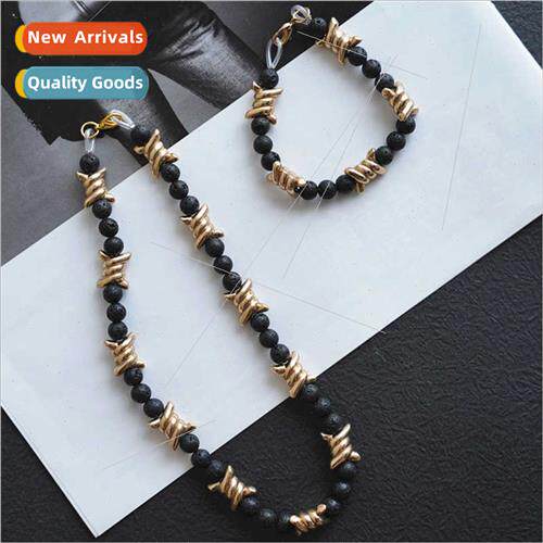 Europe ins gold thick chain thorn iron thorn tanium steel ne