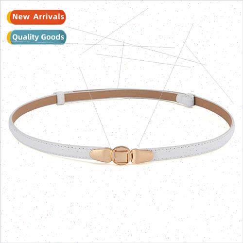 Circle square buckle women leather decorative dress thin bel