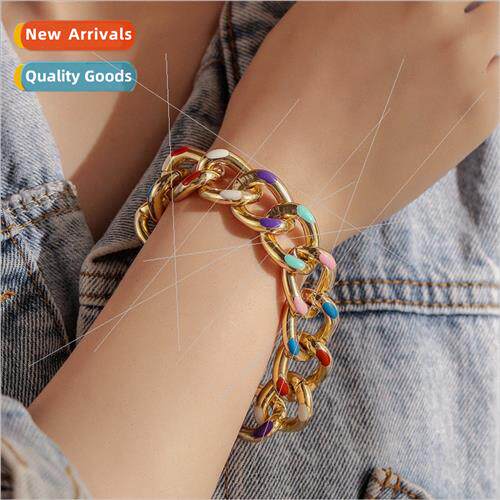 Personalized fashion simple metal thick chain side chain rai