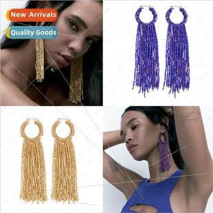hand woven earrings fashion fem beaded beads Ethnic rice