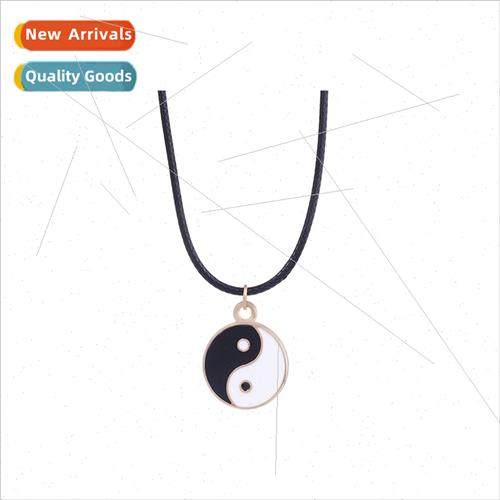 Bagua Heart Necklace Yin Yang Taiji Bone Chain Colorful Oil