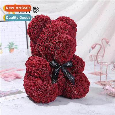 PE Rose Cuddle Bear Eternal Life Flower Handmade Cuddle Bear
